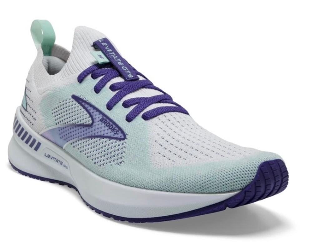 Brooks Women's Levitate StealthFit 5 Running Shoes Sneakers White Blue Yucca 8B
